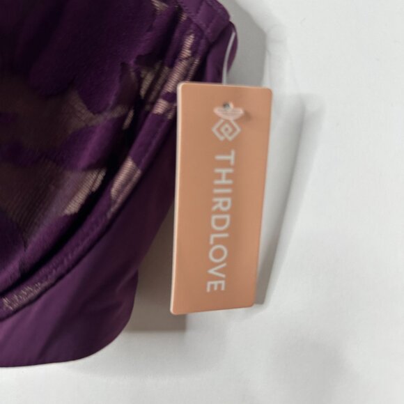 2/$24 NWT ThirdLove Foliage Lace Bra Wine #A0440 TRB3 - Picture 6 of 7